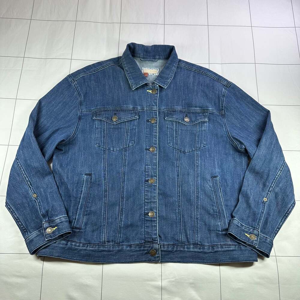Anthropologie Pilcro Jacket Womens Large Blue Denim Trucker Jean Western Organic